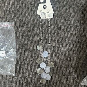 Elegant Silver and Gray Necklace and earring set